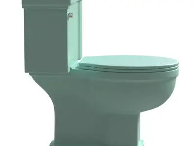 Vtg Mid Century Sky Blue Porcelain Toilet Old Bathroom Lavatory  3D model