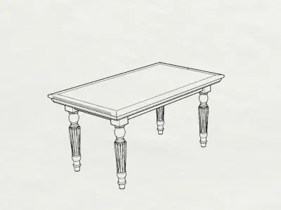 Dolls House Miniature Short Dining Table and Chairs 12th Scale 3D print model