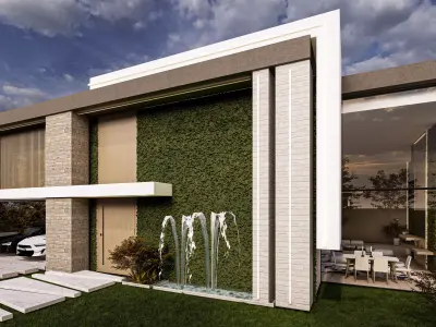 Modern Biophilic Villa Design Interior and Exterior Design Low-poly 3D model