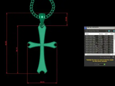Light Gold 18K Cross Pendant 1CP017 3D print model
