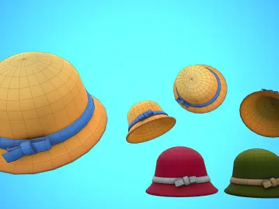 CLOCHE HAT CARTOON STYLIZED Low-poly 3D model