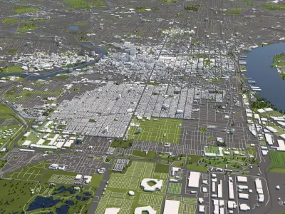 Philadelphia 50x50km 3D City Map 3D model