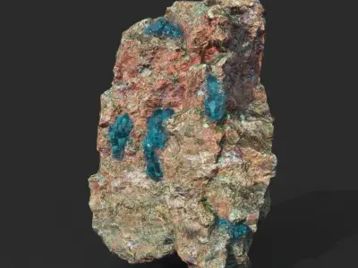 Low Poly Blue Gem Mineral Rock 210823 Low-poly 3D model