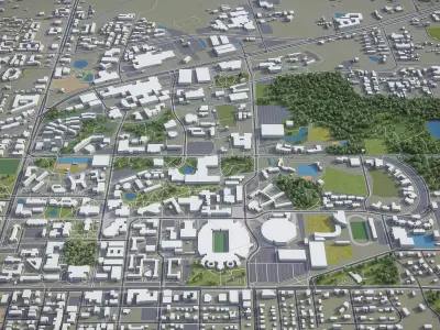 Gainesville - 3D City Model Low-poly 3D model