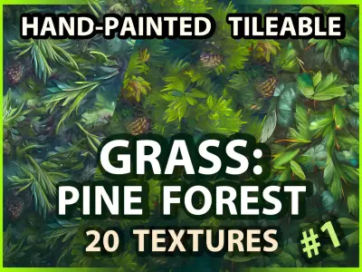 Grass Pine Forest Floor --20 TEXTURES-- Hand-painted --PACK 1--- Texture