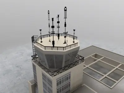 LYTV Control Tower Low-poly 3D model