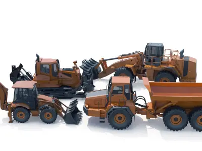  4 Mining Vehicles Set 