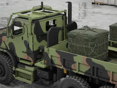  Military Forklift Loard Cargo to the OshKosh Truck 