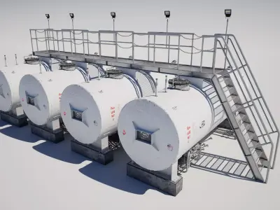  Fuel Gas Tank Array Low-poly 3D model