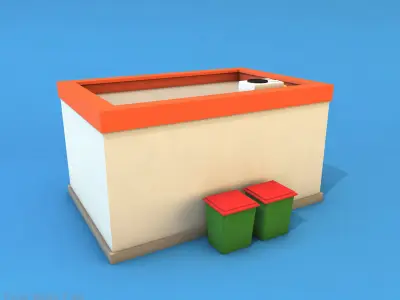 Cartoon City Buildings Shops Low-poly 3D model