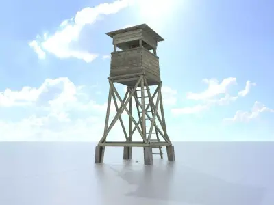 Hunting Pulpit with Roof 5m Low-poly 3D model