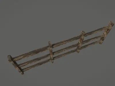 Fence Low Poly wooden shelf Low-poly 3D model