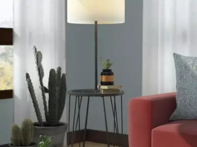 Dellinger Black Tray Table Floor Lamp 3D model