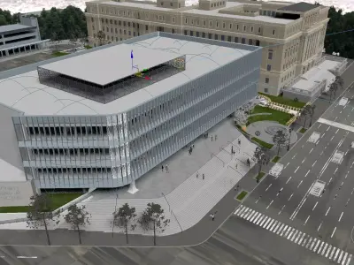 Modern Institutional Office Building Urban Exterior 3D model