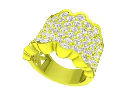 Wide Pave Diamond Cluster Ring Jewelry Design 7079 3D print model