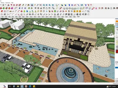 Art deco office building with theme park sketchup model 3D model