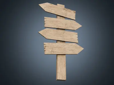 Signboards wooden 02 Low-poly 3D model