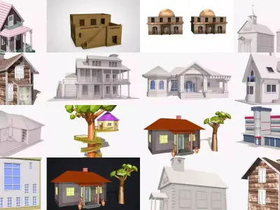 Low Poly Houses Pack 45 Models