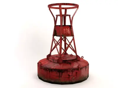 Buoy and Bridge Low-poly 3D model