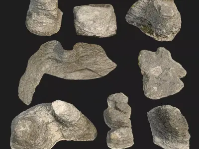 Stones rocks eroded rauk collection 3D model