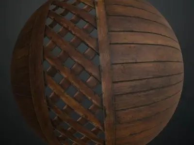 Decorative Wood Planks with Lattice Inlay PBR Texture