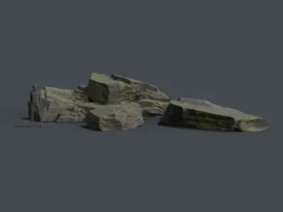 Mossy Rocks Set Low-poly 3D model