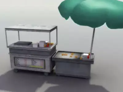 Street Hotdog Stand Low-poly 3D model