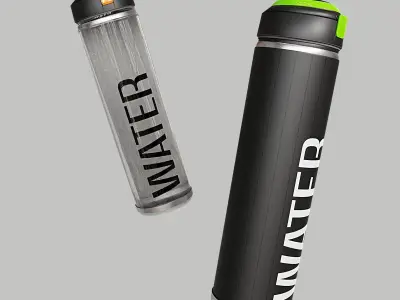WATER BOTTLE aluminium plastic glass garrafa dagua 3D 3D model