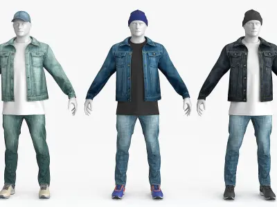 Male Female Denim Collection 3D Model Pack