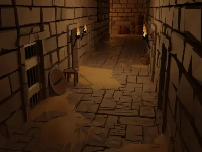 Dungeon tile set Low-poly 3D model