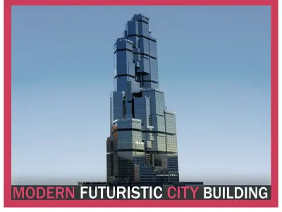 Futuristic Future Modern City Building Skyscraper 04 Low-poly 3D model