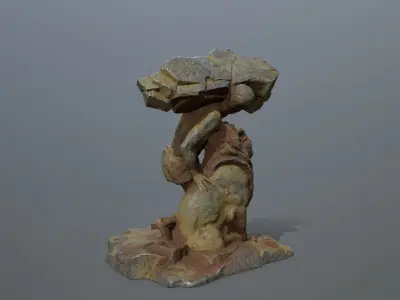 Hercules and Lion Low-poly 3D model