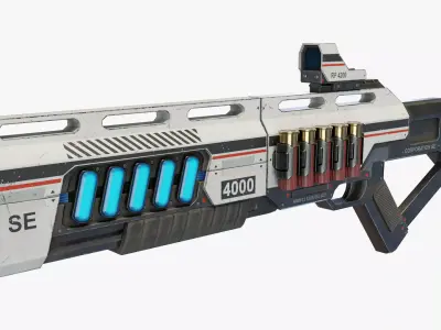 Sci Fi Shotgun Low-poly 3D model