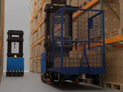 Order Picker Warehouse Forklift Low-poly 3D model