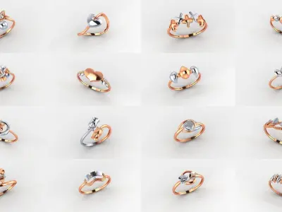 253 Plain Gold Light weight minimalist Rings 3dm stl renders 3D Model Pack