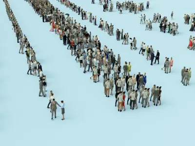 10X HDRI SKY VOL02 and ULTIMATE SPEED 3D CROWDS - PEOPLE 3D Model Pack