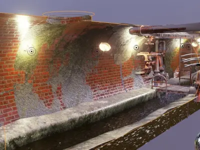 Sewer tunnel Low-poly 3D model