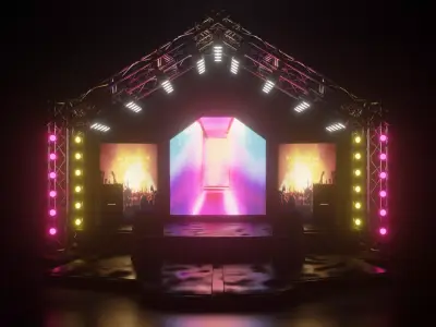 Entertainment Concert Event Stage 3D Model with Light 3D model