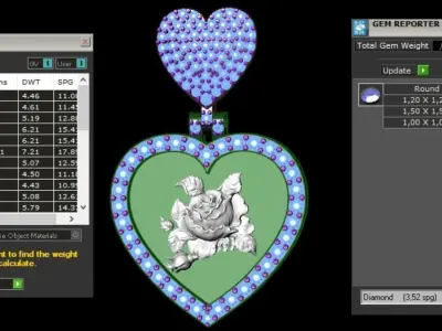 pendant in the form of a heart with a rose 3D print model