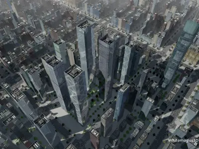 High Rise City V  Low-poly 3D model