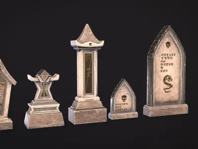 Fantasy Gravestones Low-poly Game-ready Low-poly 3D model