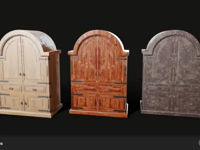 Old Wardrobe Modular Set Low-poly 3D model