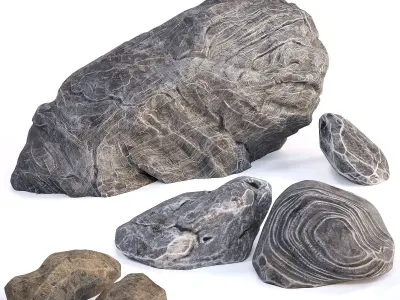 Rocks  Plants Combination 3D model