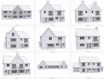 Neighborhood Houses Collection  - 36 Pack  Low-poly 3D model