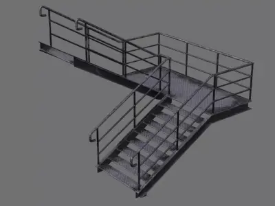 Stair 1B Low-poly 3D model