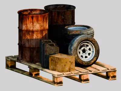 Urban Trash Abandoned Warehouse Atmosphere of Decline Low-poly 3D model