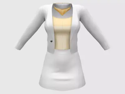 White Elegant Business Outfit Low-poly 3D model