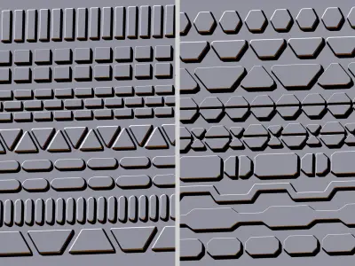 55 Hard Surface Trim Brush ZBrush and Substance Painter Low-poly 3D model