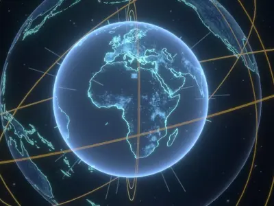 Animated Hologram Planet Earth No 2 With 50 Sci-Fi Music Tracks Low-poly 3D model