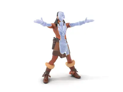 Tribal Warrior Character Rigged and Animated Low-poly 3D model